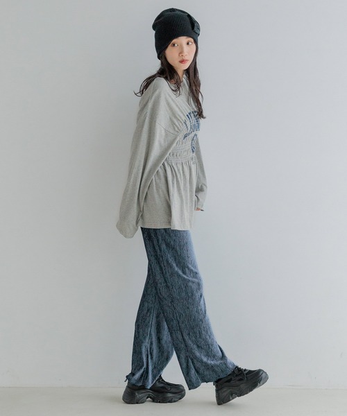 LOWRYS FARM（ローリーズファーム）の「リメイクシャーリングＴＬＳ 146012（Tシャツ/カットソー・レディース・オフホワイト/チャコールグレー/グレー・FREE）」の16枚目の写真