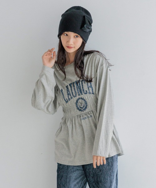 LOWRYS FARM（ローリーズファーム）の「リメイクシャーリングＴＬＳ 146012（Tシャツ/カットソー・レディース・オフホワイト/チャコールグレー/グレー・FREE）」の19枚目の写真