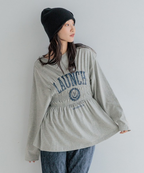 LOWRYS FARM（ローリーズファーム）の「リメイクシャーリングＴＬＳ 146012（Tシャツ/カットソー・レディース・オフホワイト/チャコールグレー/グレー・FREE）」の21枚目の写真