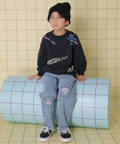 LEPSIM（レプシィム）の「【KIDS】手描きロゴスウェット　158555（スウェット・キッズ・ライトベージュ/ブラック/レッド・140/120）」の7枚目の写真