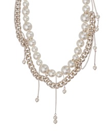 Ameri（アメリ）の「NICKEL FREE DROP PEARL CHAIN NECKLACE 