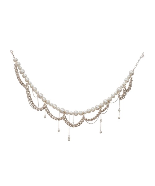 Ameri（アメリ）の「NICKEL FREE DROP PEARL CHAIN NECKLACE