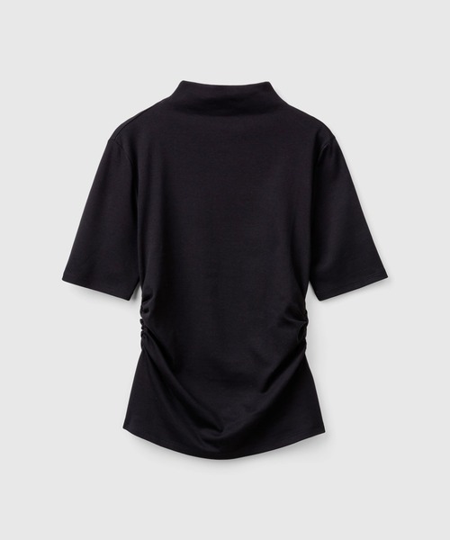 BENETTON (UNITED COLORS OF BENETTON)（ベネトンユナイテッドカラーズオブベネトン）の「【GREEN B】コットン100％無地ハイネック5分袖Tシャツ（Tシャツ/カットソー・レディース・ブラック・SMALL/MEDIUM/LARGE/X-SMALL）」の6枚目の写真