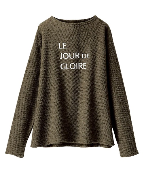 BELLUNA PLUS（ベルーナ）の「ふんわり裏起毛ニットソーロゴプルオーバー（Tシャツ/カットソー・レディース・グレー/アイボリー/チャコール/ピンク・X-LARGE/LARGE/MEDIUM）」の14枚目の写真