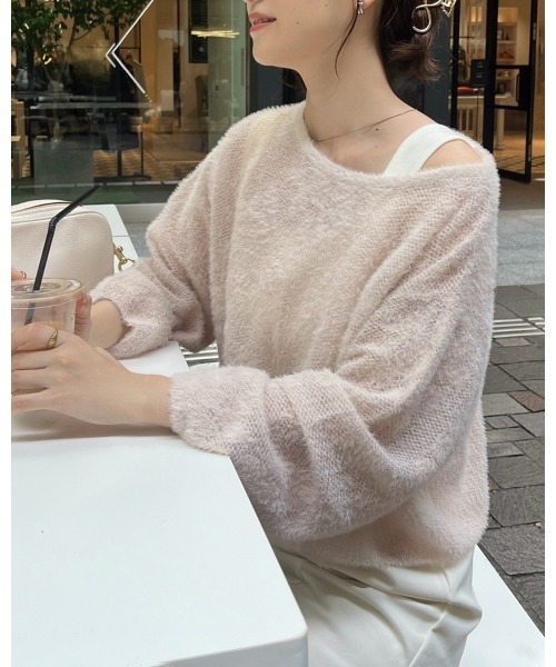 Cherie chuu(シェリーチュウ)の「【Cherie chuu】花柄シャガードニット(ニット/セーター・レディース・モカ/オフホワイト/ピンクベージュ・FREE)」の12枚目の写真