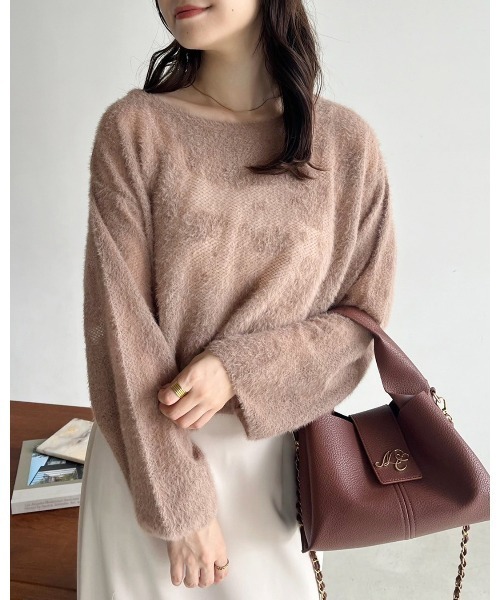 Cherie chuu(シェリーチュウ)の「【Cherie chuu】花柄シャガードニット(ニット/セーター・レディース・モカ/オフホワイト/ピンクベージュ・FREE)」の13枚目の写真