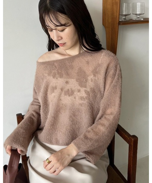 Cherie chuu(シェリーチュウ)の「【Cherie chuu】花柄シャガードニット(ニット/セーター・レディース・モカ/オフホワイト/ピンクベージュ・FREE)」の18枚目の写真