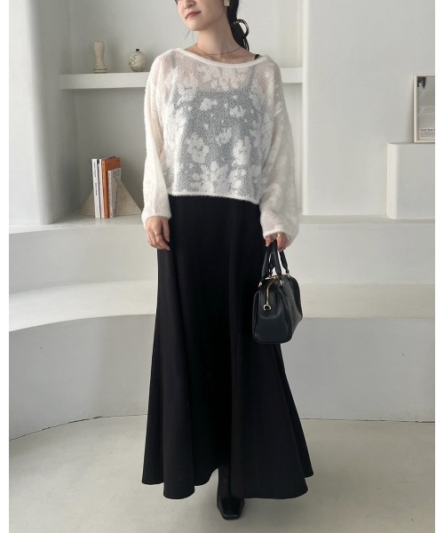 Cherie chuu(シェリーチュウ)の「【Cherie chuu】花柄シャガードニット(ニット/セーター・レディース・モカ/オフホワイト/ピンクベージュ・FREE)」の22枚目の写真