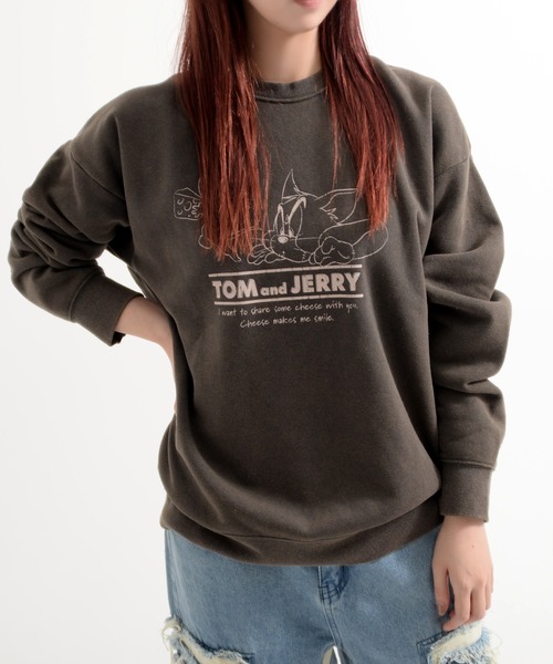 Tom&Jerry(トムアンドジェリー)の「『TOM&JERRY/トムアンドジェリー』USED風WIDEスウェット トレーナー【Z】(スウェット・レディース・イエロー系1/スミクロ・XL/L/M)」の3枚目の写真