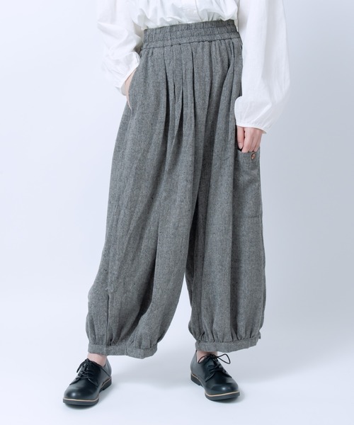 LOSUCA(ロスカ)の「ノースリーブギャザープルオーバー ワイドパンツ セットアップ / ツイード バルーンパンツ リボン セットアップ ナチュラル フレンチ レトロ(セットアップ・レディース・グレー/カーキ/ブラック・FREE)」の11枚目の写真