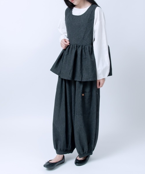 LOSUCA(ロスカ)の「ノースリーブギャザープルオーバー ワイドパンツ セットアップ / ツイード バルーンパンツ リボン セットアップ ナチュラル フレンチ レトロ(セットアップ・レディース・グレー/カーキ/ブラック・FREE)」の17枚目の写真