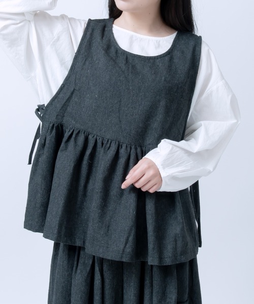 LOSUCA(ロスカ)の「ノースリーブギャザープルオーバー ワイドパンツ セットアップ / ツイード バルーンパンツ リボン セットアップ ナチュラル フレンチ レトロ(セットアップ・レディース・グレー/カーキ/ブラック・FREE)」の18枚目の写真