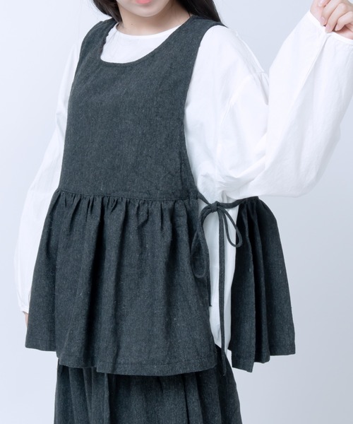 LOSUCA(ロスカ)の「ノースリーブギャザープルオーバー ワイドパンツ セットアップ / ツイード バルーンパンツ リボン セットアップ ナチュラル フレンチ レトロ(セットアップ・レディース・グレー/カーキ/ブラック・FREE)」の20枚目の写真