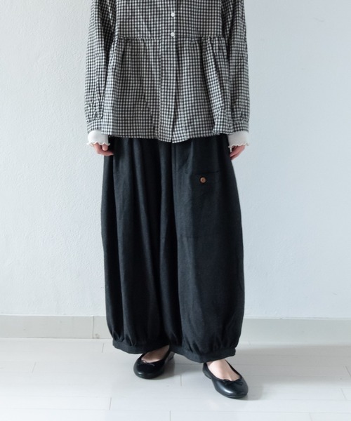 LOSUCA(ロスカ)の「ノースリーブギャザープルオーバー ワイドパンツ セットアップ / ツイード バルーンパンツ リボン セットアップ ナチュラル フレンチ レトロ(セットアップ・レディース・グレー/カーキ/ブラック・FREE)」の22枚目の写真
