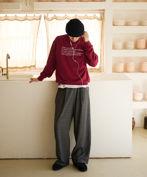 Adoon plain（アドーンプレーン）の「WAVE LOGO CREW NECK SWEAT / ウェーブロゴクルーネックスウェット（スウェット・メンズ・ボルドー/ネイビー/杢グレー・MEDIUM/LARGE）」の5枚目の写真