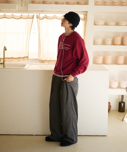 Adoon plain（アドーンプレーン）の「WAVE LOGO CREW NECK SWEAT / ウェーブロゴクルーネックスウェット（スウェット・メンズ・ボルドー/ネイビー/杢グレー・MEDIUM/LARGE）」の6枚目の写真