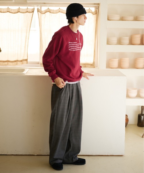 Adoon plain（アドーンプレーン）の「WAVE LOGO CREW NECK SWEAT / ウェーブロゴクルーネックスウェット（スウェット・メンズ・ボルドー/ネイビー/杢グレー・MEDIUM/LARGE）」の7枚目の写真