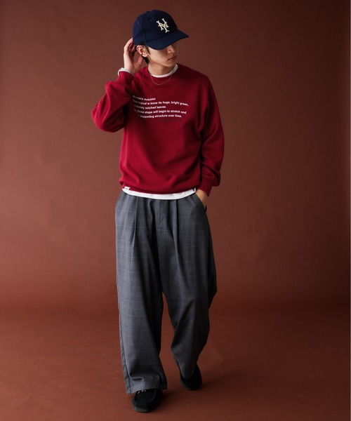 Adoon plain（アドーンプレーン）の「WAVE LOGO CREW NECK SWEAT / ウェーブロゴクルーネックスウェット（スウェット・メンズ・ボルドー/ネイビー/杢グレー・MEDIUM/LARGE）」の9枚目の写真