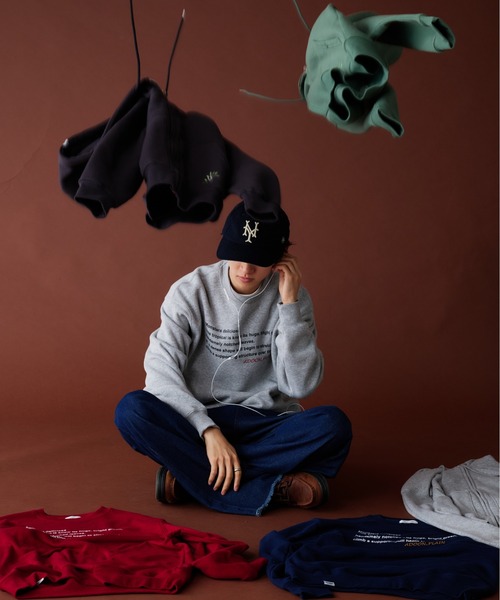 Adoon plain（アドーンプレーン）の「WAVE LOGO CREW NECK SWEAT / ウェーブロゴクルーネックスウェット（スウェット・メンズ・ボルドー/ネイビー/杢グレー・MEDIUM/LARGE）」の22枚目の写真