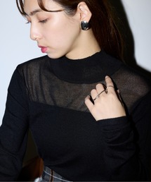 【MAISON BREEZE reveur】アンゴラタッチニット シアー切替ハイネックプルオーバー XNN