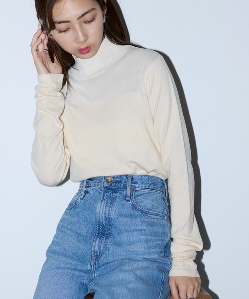 MAISON BREEZE reveur(メゾンブリーズレヴール)の「【MAISON BREEZE reveur】アンゴラタッチニット シアー切替ハイネックプルオーバー XNN(ニット/セーター・レディース・グレー/アイボリー/ブラック・FREE)」の8枚目の写真