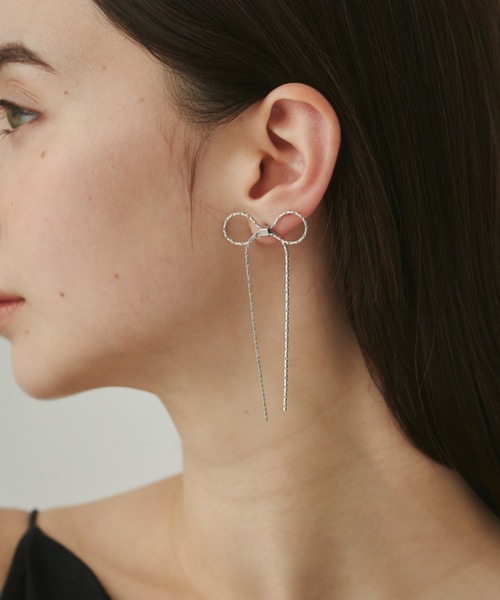 チェーンリボンピアス  (両耳用)
