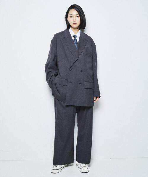 CONVERSE TOKYO(コンバーストウキョウ)の「COMBAT WOOL DOUBLE BREASTED SETUP JACKET (CORDURA fabric)(テーラードジャケット・レディース・チャコールグレー/ブラック・SMALL/MEDIUM)」の4枚目の写真