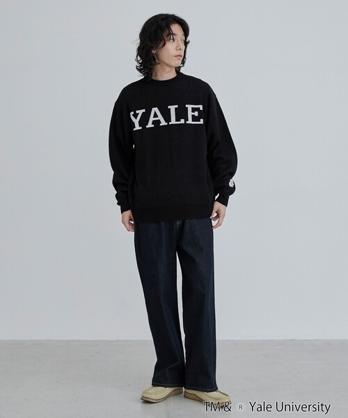 coen（コーエン）の「YALE別注ロゴクルーネックニット（ニット/セーター・メンズ・ブラック・M/L/XL）」の2枚目の写真