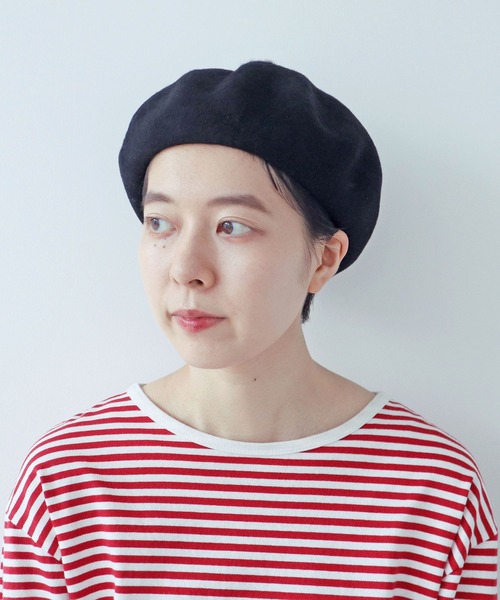 PAR ICI（パーリッシィ）の「ウールフェルトベレー帽（ハンチング/ベレー帽・レディース・ブラック/チャコールグレー・FREE）」の6枚目の写真