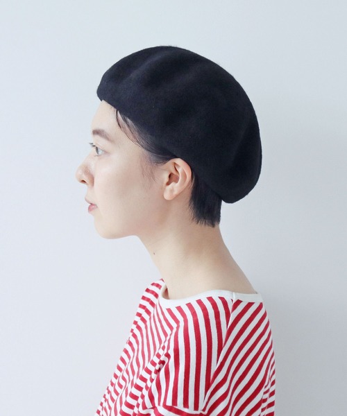 PAR ICI（パーリッシィ）の「ウールフェルトベレー帽（ハンチング/ベレー帽・レディース・ブラック/チャコールグレー・FREE）」の7枚目の写真