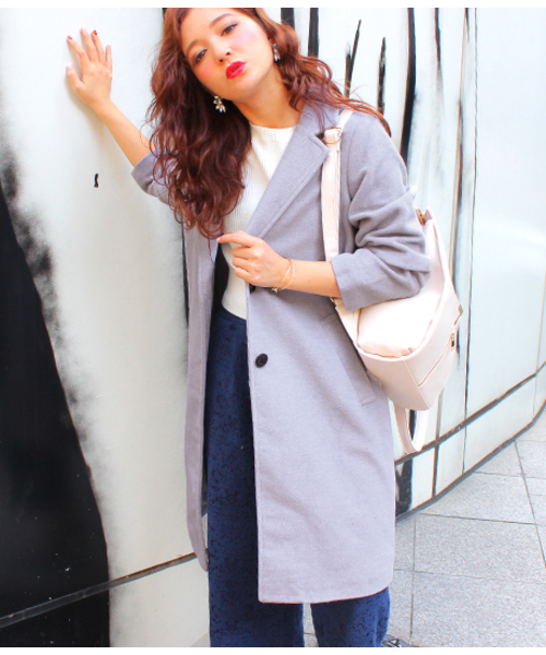 Chille anap(チルアナップ)の「ANAP/アナップ CHILLE ロング丈チェスターコート(チェスターコート・レディース・アイボリー/ブラック/ダークグレー/ネイビー/グレー・FREE)」の1枚目の写真