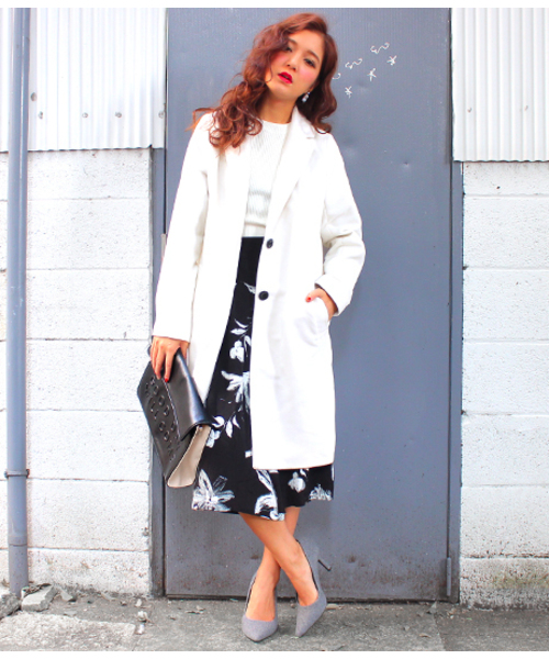 Chille anap(チルアナップ)の「ANAP/アナップ CHILLE ロング丈チェスターコート(チェスターコート・レディース・アイボリー/ブラック/ダークグレー/ネイビー/グレー・FREE)」の2枚目の写真