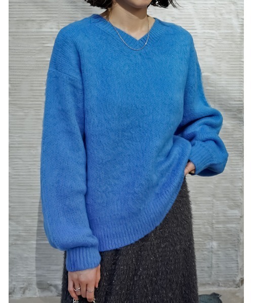 新色追加]モヘアライクVネックニットトップス（ニット/セーター）｜Re