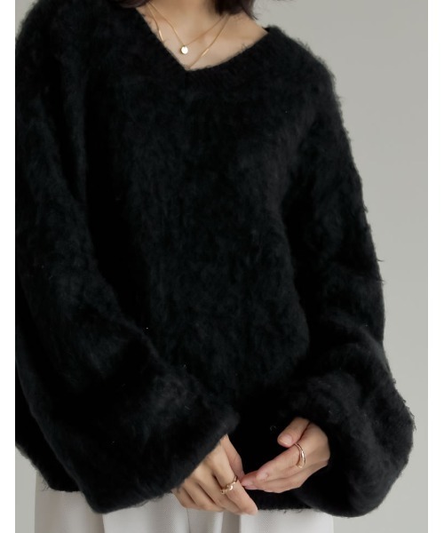 ニット セーター 「2024-25 WINTER COLLECTION」モヘアライクVネックニットトップス レディース 2024-25 WINTER COLLECTION]モヘアライクVネックニットトップス