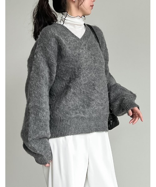 ニット セーター 「2024-25 WINTER COLLECTION」モヘアライクVネックニットトップス レディース リエディ Re:EDIT [2024-25 WINTER COLLECTION]モヘアライクV