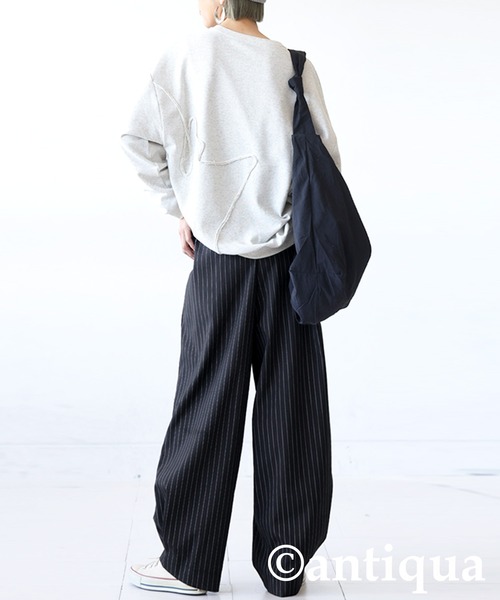antiqua（アンティカ）の「ストライプタックパンツ（その他パンツ・レディース・グレー/ブラック・MEDIUM/LARGE）」の5枚目の写真