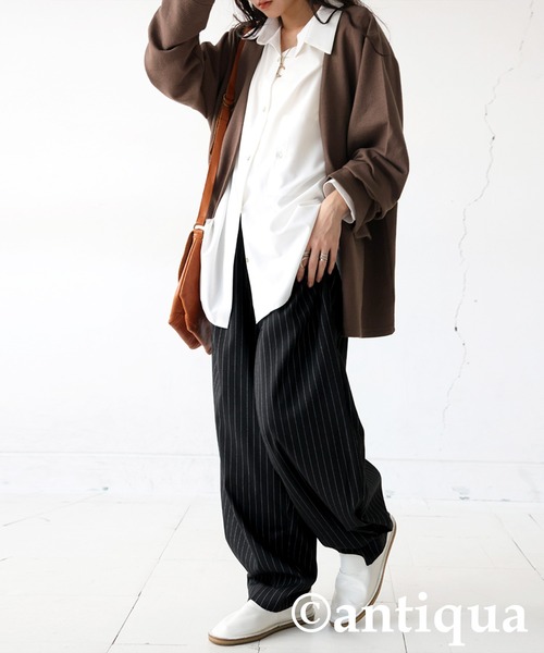 antiqua（アンティカ）の「ストライプタックパンツ（その他パンツ・レディース・グレー/ブラック・MEDIUM/LARGE）」の8枚目の写真