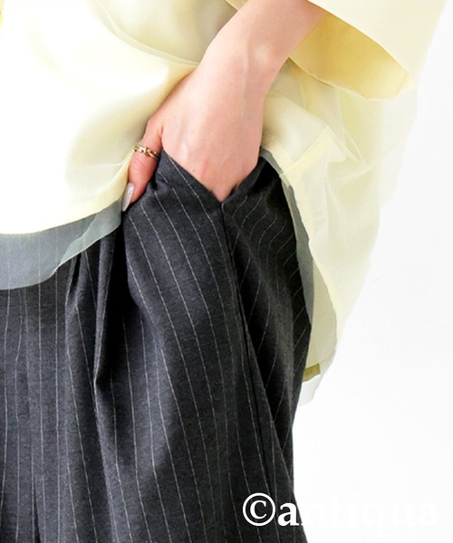 antiqua（アンティカ）の「ストライプタックパンツ（その他パンツ・レディース・グレー/ブラック・MEDIUM/LARGE）」の12枚目の写真