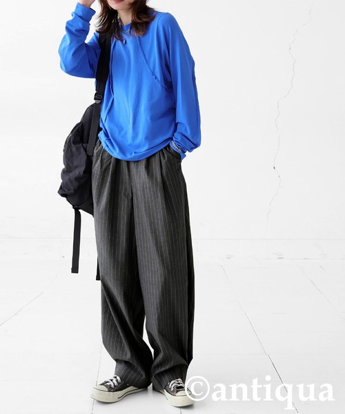 antiqua（アンティカ）の「ストライプタックパンツ（その他パンツ・レディース・グレー/ブラック・MEDIUM/LARGE）」の14枚目の写真