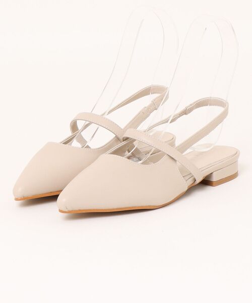 Fabby fabby（ファビィーファビィー）の「フラットストラップスリッパ（パンプス・レディース・シルバー/ベージュ/ブラック/オフホワイト・SMALL/LARGE/MEDIUM）」の2枚目の写真