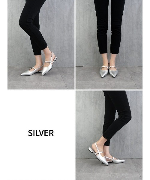 Fabby fabby（ファビィーファビィー）の「フラットストラップスリッパ（パンプス・レディース・シルバー/ベージュ/ブラック/オフホワイト・SMALL/LARGE/MEDIUM）」の11枚目の写真