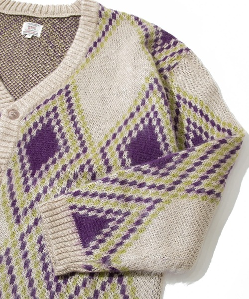 Revo.（レボ）の「Revo./レヴォ　モヘアライク ダイヤパターン カーディガン（カーディガン/ボレロ・メンズ・ナチュラル/ブラック・LARGE/MEDIUM）」の5枚目の写真