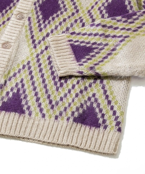 Revo.（レボ）の「Revo./レヴォ　モヘアライク ダイヤパターン カーディガン（カーディガン/ボレロ・メンズ・ナチュラル/ブラック・LARGE/MEDIUM）」の6枚目の写真