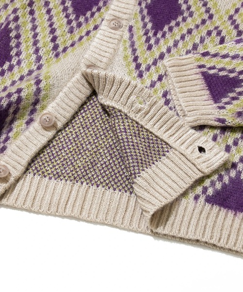 Revo.（レボ）の「Revo./レヴォ　モヘアライク ダイヤパターン カーディガン（カーディガン/ボレロ・メンズ・ナチュラル/ブラック・LARGE/MEDIUM）」の7枚目の写真