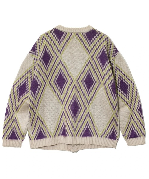 Revo.（レボ）の「Revo./レヴォ　モヘアライク ダイヤパターン カーディガン（カーディガン/ボレロ・メンズ・ナチュラル/ブラック・LARGE/MEDIUM）」の8枚目の写真