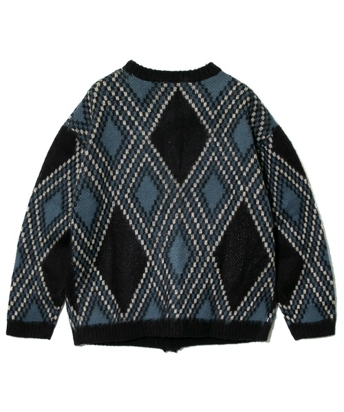 Revo.（レボ）の「Revo./レヴォ　モヘアライク ダイヤパターン カーディガン（カーディガン/ボレロ・メンズ・ナチュラル/ブラック・LARGE/MEDIUM）」の10枚目の写真