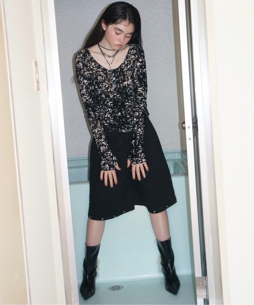 ￼ sheer velours henry tops / ヘンリートップス sheer velours henry tops / ヘンリートップス（Tシャツ