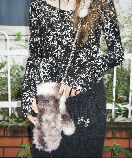 musubore(ムスボレ)の「sheer velours henry tops / ヘンリートップス(Tシャツ/カットソー・レディース・ベビーピンク/アイボリー/グレー/その他/ホワイト×ブラック・FREE)」の14枚目の写真