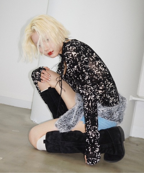 musubore(ムスボレ)の「sheer velours henry tops / ヘンリートップス(Tシャツ/カットソー・レディース・ベビーピンク/アイボリー/グレー/その他/ホワイト×ブラック・FREE)」の21枚目の写真