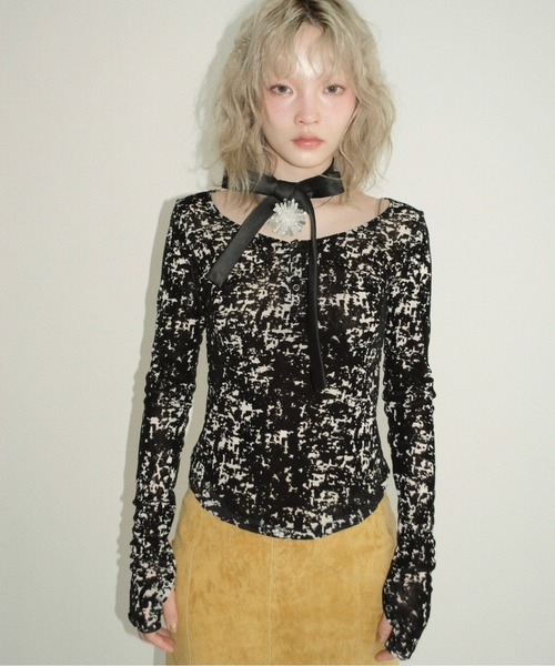 sheer velours henry tops / ヘンリートップス（Tシャツ/カットソー